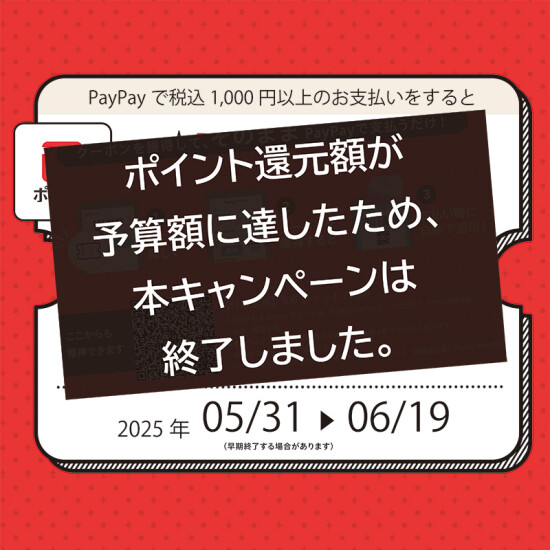 PayPayポイント最大５％戻ってくる！キャンペーン終了のご案内