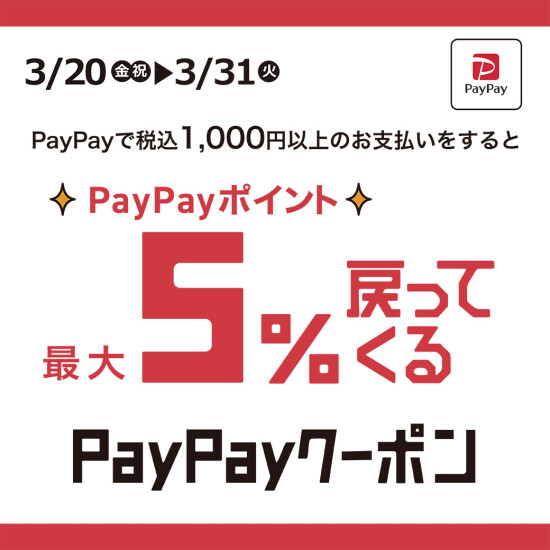 PayPayポイント最大５％戻ってくる！キャンペーン