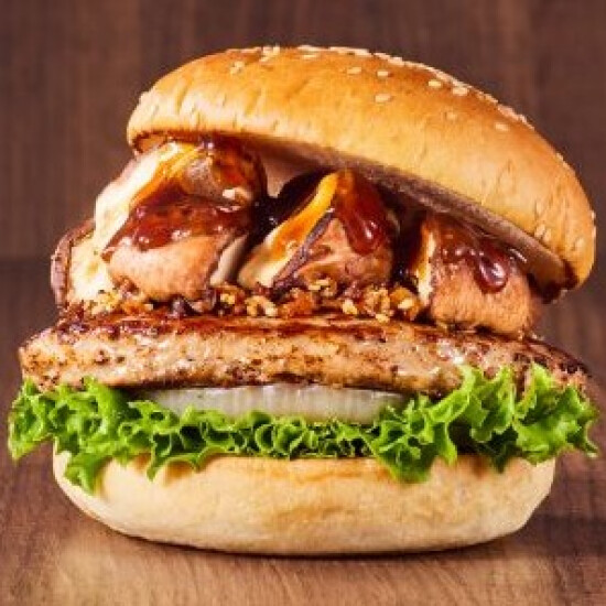 生どんこ椎茸の黒酢あんバーガー ～香ばしサクサク醤油