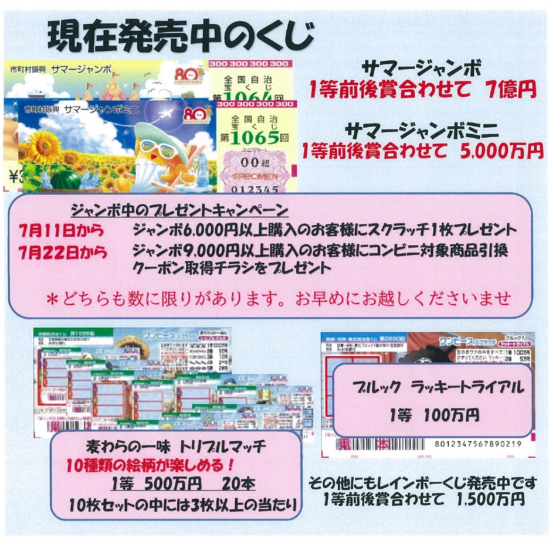 発売中のくじ