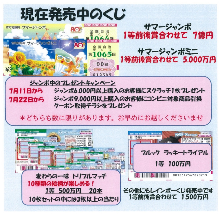 発売中のくじ